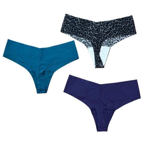 NWT 3 Pack Victoria's Secret No Show Laser Cut Thong Panties Underwear Medium - Picture 2 of 4